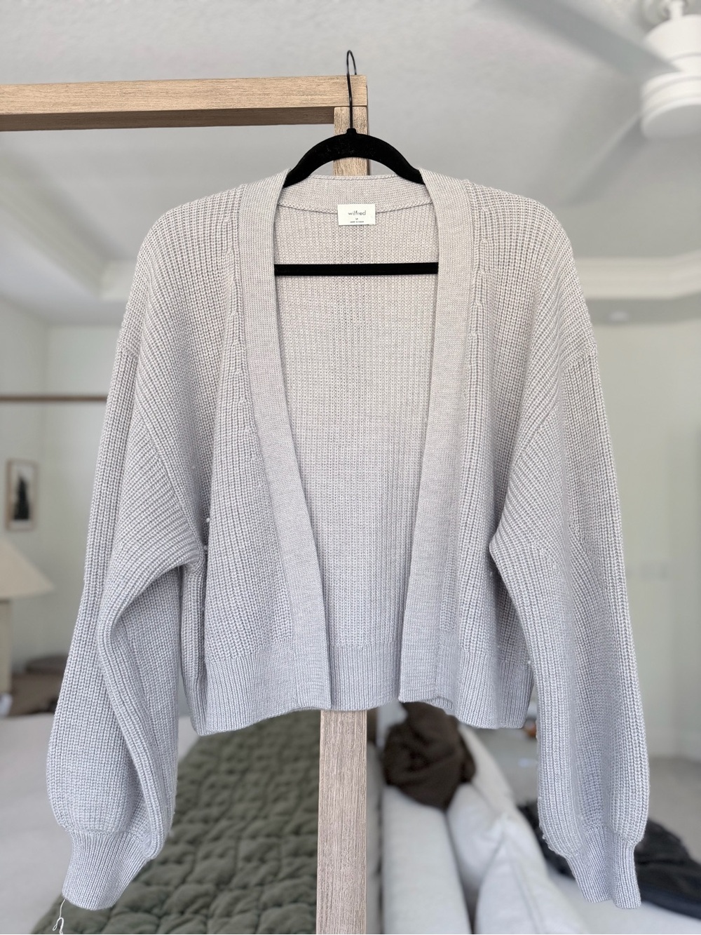 Aritzia Wilfred Light Gray Open Cardigan